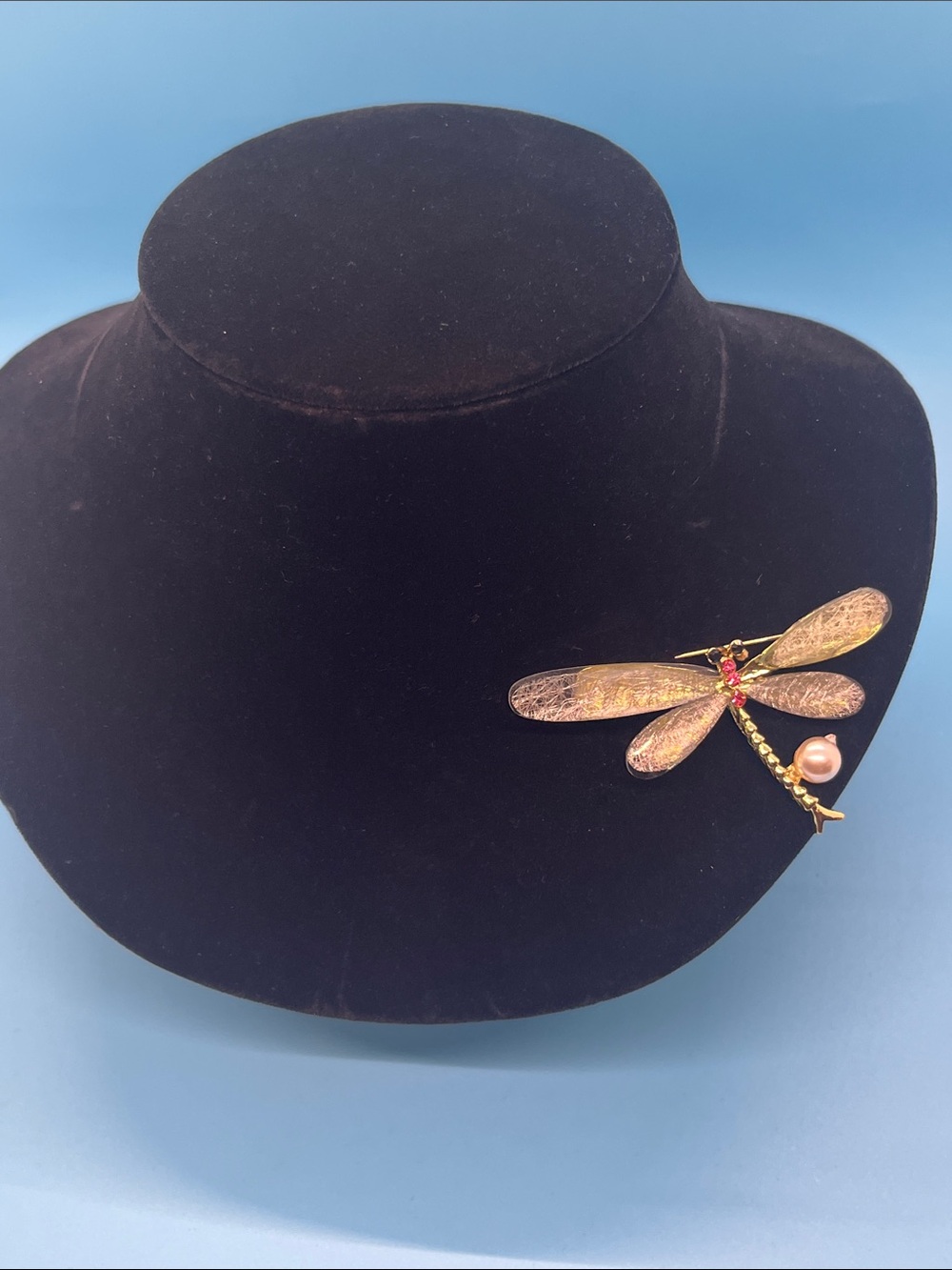 Dragonfly Brooch with  Pearl Accent